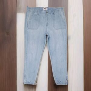 Paige Jeans Women’s Mayslie High-Rise Denim Joggers Light Wash Zip Hems 31